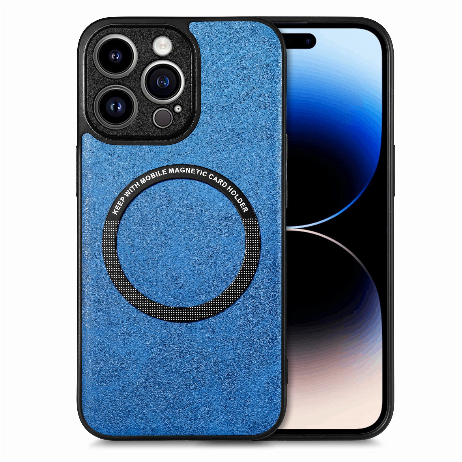 Læderbelagt PC+TPU-cover kompatibel med MagSafe til iPhone 14 Pro Max, Anti-ridse telefoncover - sort Læderbelagt PC+TPU-cover kompatibel med MagSafe til iPhone 14 Pro Max, Anti-ridse telefoncover - sort